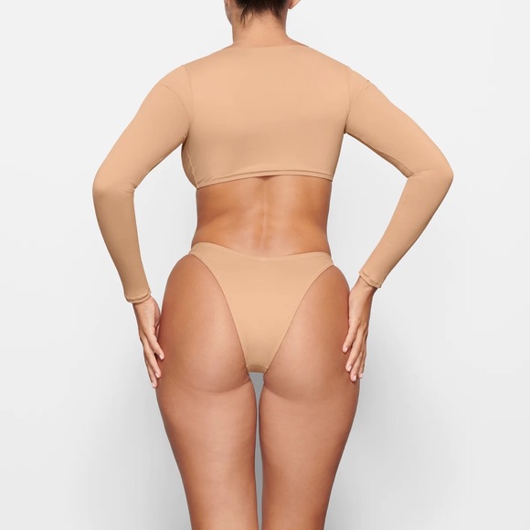 NWT SKIMS Ochre Long Sleeve Shrug Swim Shirt Size S - Picture 3 of 5